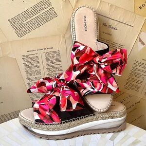 Free People Chapmin Sport Sandal Sneaker Espadrille Ribbons Black Red